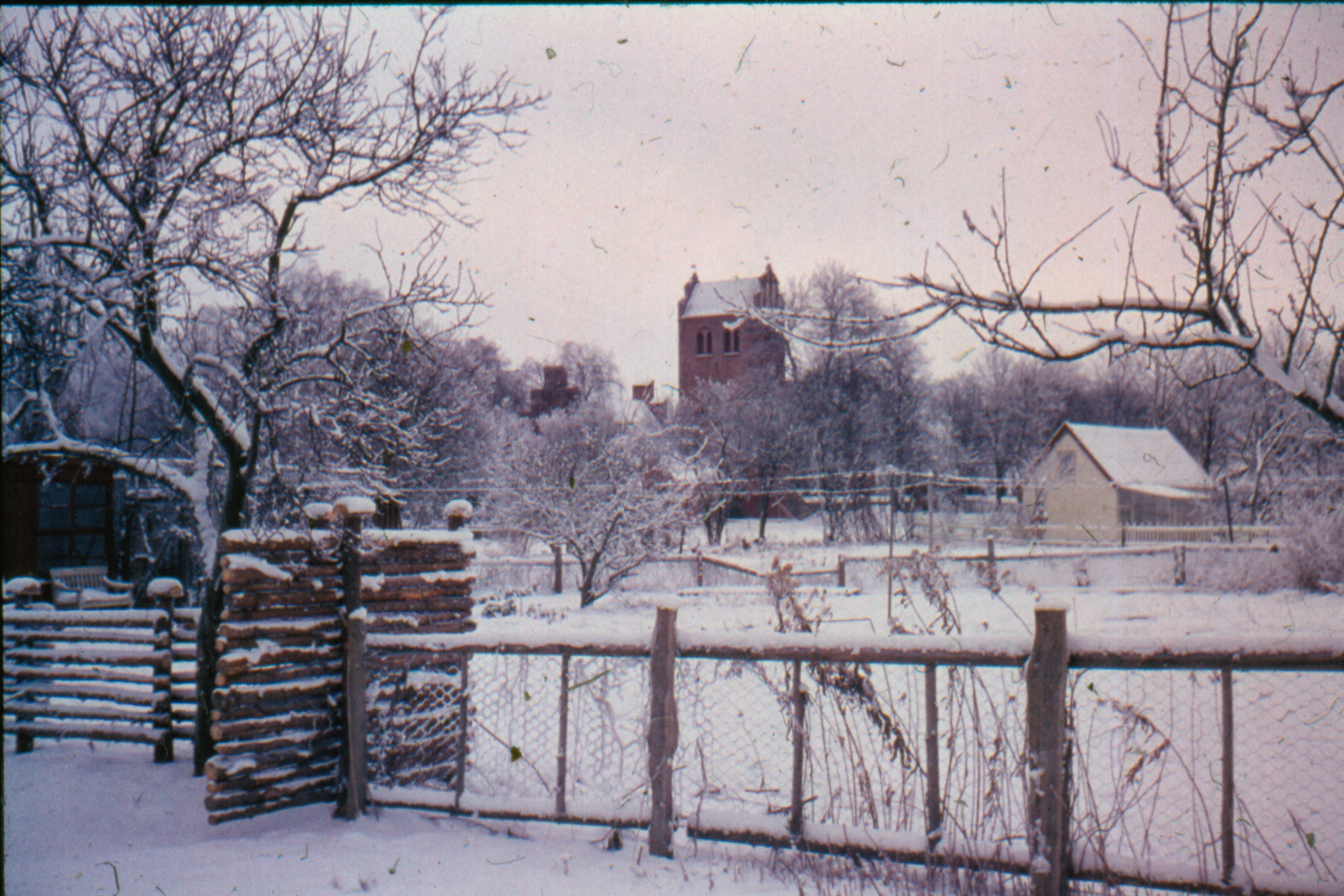 Udsigt fra haven en vinterdag